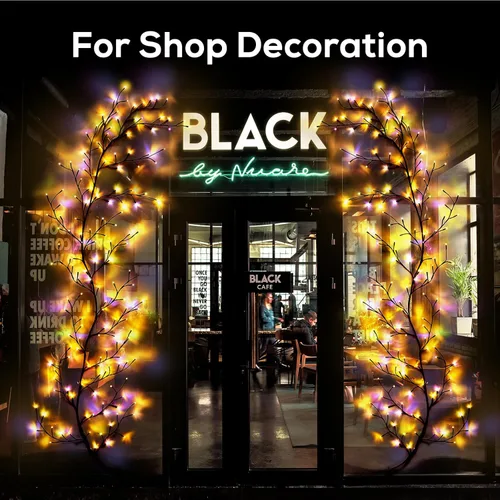 Vista 3 de Luces de vid de sauce encantado para decoración del hogar con 160 LED, luz de decoración de pared activada por voz de 8.2 pies, compatible