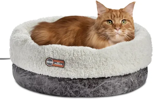 Vista 11 de K&H Pet Products Cama Calefactora para Gatos de Interior, Cama Calefactora Suave para Mascotas Thermo-Snuggle Cup Bomber para Gatos Grandes