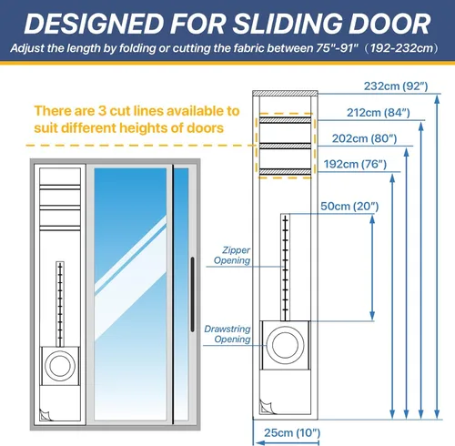 Vista 4 de Loviga Kit de sellado universal para puerta corredera para aire acondicionado y secadora portátil, 100% sellado doble manguera kit de ventilación