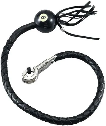 Vista 4 de GARGOYLE BELLS Látigos de Motocicleta de Cuero Genuino de 36" Get Back Whip con Flecos y Bola, Látigos de Motociclista de Servicio Pesado Accesorios