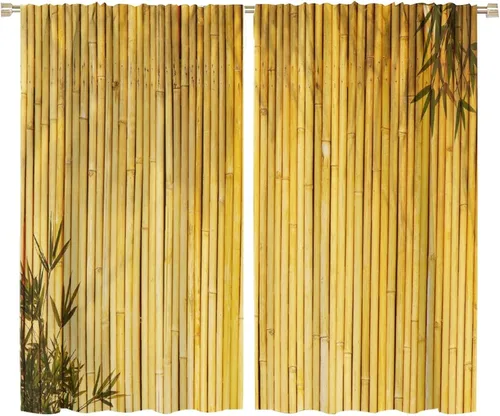 Vista 53 de Cortina con estampado de bambú, estilo japonés, tela para el hogar, sala de estar, dormitorio, cocina, baño, decoración opaca con bolsillo