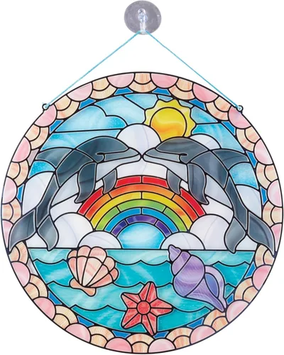 Vista 9 de Melissa & Doug Stained Glass Made Easy Craft Kit: Dolphins - 180+ Stickers