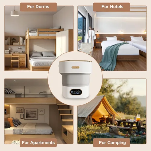 Vista 5 de Lavadora portátil, mini lavadora plegable de 15 litros con 3 modos de limpieza para ropa de bebé, ropa interior, pequeña lavandería plegable