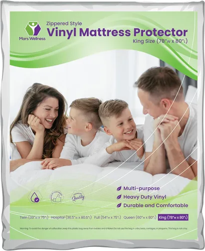 Vista 10 de Mars Wellness Protector y funda de colchón de vinilo impermeable, funda de colchón blanca con cremallera, funda de colchón para chinches, 1 paquete