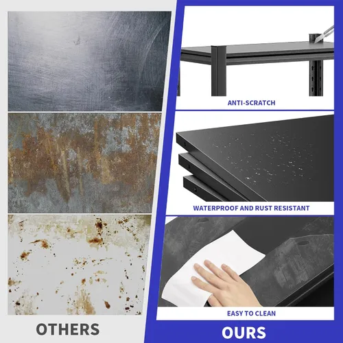 Vista 4 de Juego de 2 estanterías de garaje de 72 pulgadas H3000bls Estantes de almacenamiento resistentes, fácil montaje, 5 niveles ajustables de acero