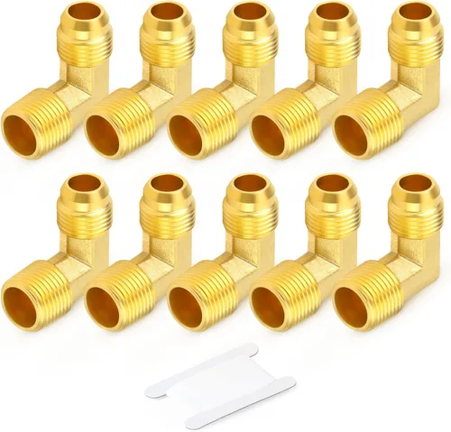 Vista 45 de GASHER 5 piezas de accesorios de tubo de cobre con conexión abocinadas de 45 grados, tuerca de 1,27 cm para aire acondicionado, extensión de cobre