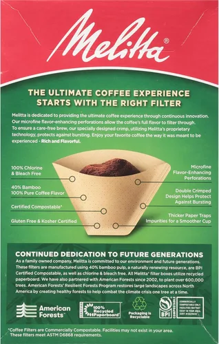 Vista 11 de Melitta Filtros de café en cono #4, bambú, 80 unidades (paquete de 6) 480 filtros totales, el embalaje puede variar