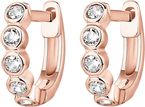 Vista 3 de PAVOI Aretes de aro de plata de ley chapados en oro de 14 quilates con circonita cúbica para mujer