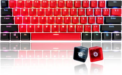 Vista 38 de Guffercty kred 61 teclas PBT 60% teclas retroiluminadas con perfil OEM, diseño 60%, layout US para teclado mecánico 60% (61 gris negro)