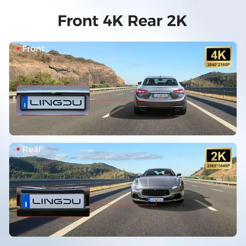 Vista 3 de LD02 5K On Dash Cam 5G WiFi con tarjeta gratuita de 64 GB, 4K+2K frontal y trasera dual Dashcam 170° WDR IR visión nocturna, modo de estacionamiento