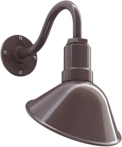 Vista 80 de Steel Lighting Co. Luz de Letrero de Tienda Venice para Pared de Acento de Restaurante Exterior Cúpula de 9 pulgadas Brazo Recto de 6 pulgadas