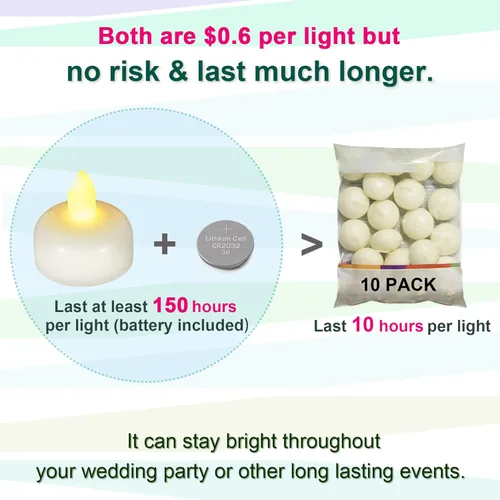 Vista 4 de 12 velas LED flotantes impermeables sin llama, funciona con pilas, luces LED flotantes blancas cálidas, velas votivas para bodas, fiestas, centros