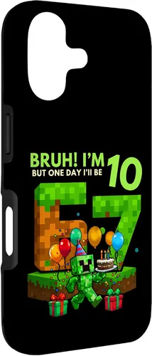 Vista 3 de Bruh I'm 10 But One-Day I'll Be 67 Retro 10th Birthday Kids Case for iPhone 17