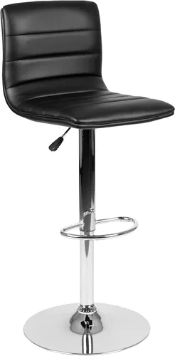 Vista 22 de Flash Funiture silla de bar ajustable con base cromada, Negro