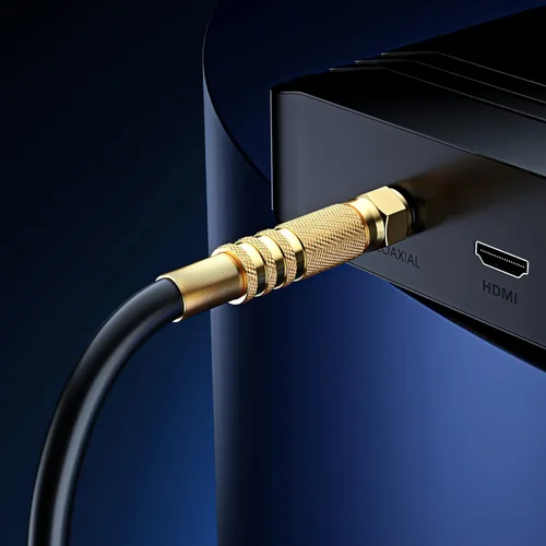 Vista 2 de Cable coaxial RG6, cuádruple blindado, 1.5 / cable de cobre negro sin oxígeno para TV, Internet y más - Cable coaxial flexible