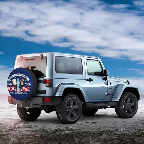 Vista 7 de 250 Anniversary of US Spare Tire Cover Dust-Proof UV Sun Wheel Covers Fit for Trailer, RV, SUV and Many Vehicle 14 inch Wheel