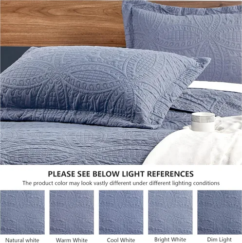 Vista 158 de Edredón de cama tamaño queen Love's cabin, color azul, para cama de verano, de microfibra ligera, estilo moderno, para todas las estaciones, 3