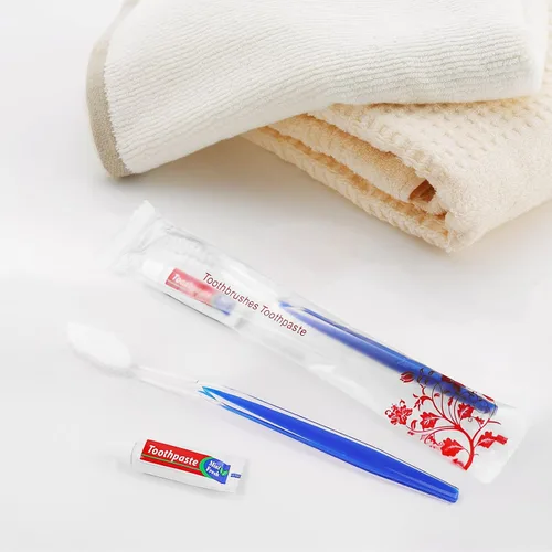 Vista 6 de Kit de cepillos de dientes de viaje, 20 piezas, cepillos de dientes desechables con pasta de dientes para hogares de ancianos, hotel, caridad