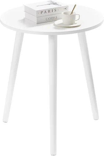 Vista 15 de Apicizon Mesa auxiliar redonda pequeña, moderna de madera clara, mesita de noche, mesa auxiliar para espacios pequeños, dormitorio, sala de estar