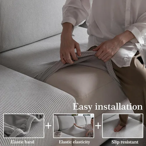 Vista 25 de OHSIO Fundas para Sofá Seccional, Fundas Elásticas para Sofá Resistentes al Desgaste, Fundas de Cojín Suaves y Lavables para Sofá, Protector