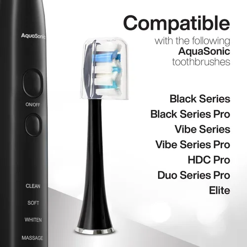 Vista 5 de AquaSonic Cabezales de cepillo de repuesto originales Proflex Aceptado por ADA para dientes más blancos y cuidado de las encías Compatible