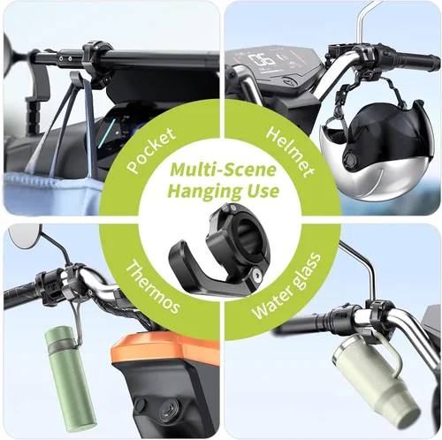 Vista 6 de LOKTENWO Soporte de gancho de aleación de aluminio para casco de motocicleta, ganchos plegables para manillar, gancho para casco de motocross