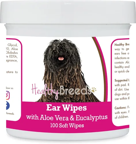 Vista 83 de Healthy Breeds Shih Tzu Toallitas de limpieza de oídos con aloe y eucalipto para perros, 100