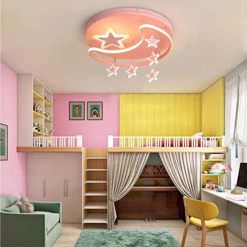 Vista 2 de NERDOH Lámpara para niños, lámpara de techo para dormitorio, lámparas de techo, luces colgantes regulables, modernas, LED, creativas, estrellas