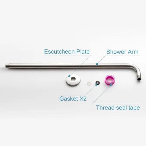 Vista 6 de OFFO Brazo de ducha con brida, 24 pulgadas níquel cepillado montaje en pared brazo de cabezal de ducha de ángulo de repuesto montado en pared