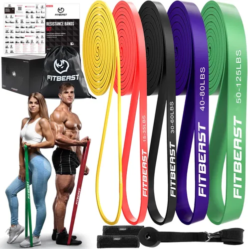 Vista 8 de FitBeast Resistance Bands Set, Pull Up Assist Bands for Strength Training, Powerlifting, Muscle Toning, Yoga, Mobility Exercises, Rehabilitation