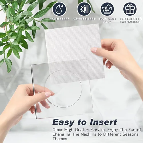 Vista 7 de Weecent Paquete de 8 posavasos acrílicos para servilletas de cóctel, transparentes, resistentes al agua, inastillables, para cualquier ocasión