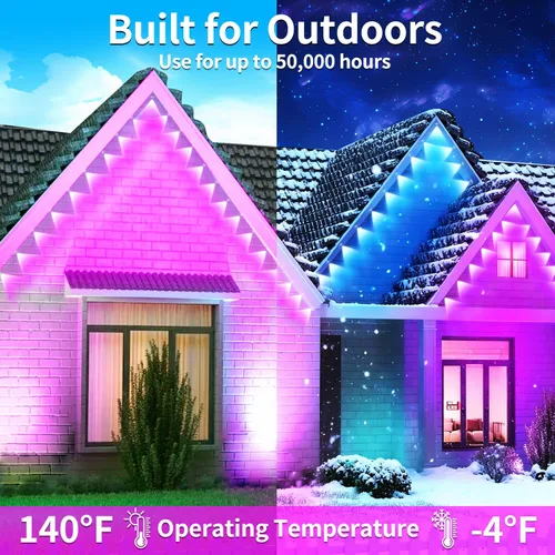 Vista 5 de segrass Luz permanente para exteriores de 300 pies, IP67, impermeable, luces de Navidad para exteriores, con aplicación/control remoto, luz de casa
