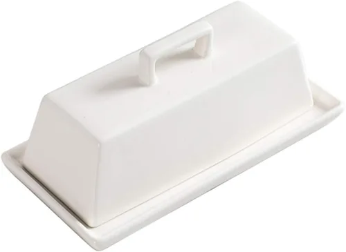 Vista 5 de Sizikato Mantequillera de porcelana con tapa, negro puro, 7.5 pulgadas