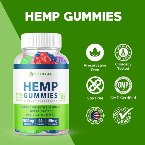 Vista 2 de BioHeal Gummies (5 unidades) - Fórmula oficial - Gomitas Bioheal con extracto de cáñamo, mezcla de cáñamo extra fuerte, gran sabor, gomita Bio Heal