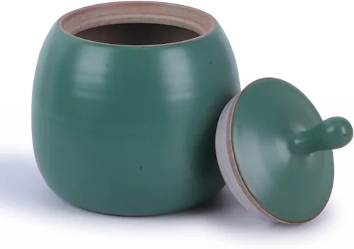 Recipientes de cocina, tarro vintage de cerámica para almacenamiento de alimentos con tapa hermética para té, café, hierbas, azúcar, especias, Verde
