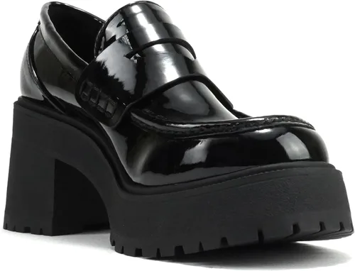 Vista 4 de Soda "AMP" Zapatos tipo mocasín para mujer con puntera redonda y suela de lengüeta de tacón alto