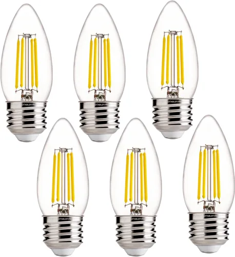 Vista 15 de FLSNT Bombillas LED de Araña Equivalentes a 40W, Bombillas LED Ámbar Regulables B11 E26 Base de Candelabro, 2200K Blanco Cálido, 330LM, Paquete de 6