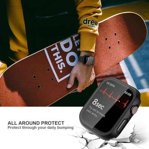 Vista 4 de JZK - Juego de 12 fundas con protector de pantalla de vidrio templado para Apple Watch Series 3/2/1 de 38 mm, JZK Funda protectora de PC duro