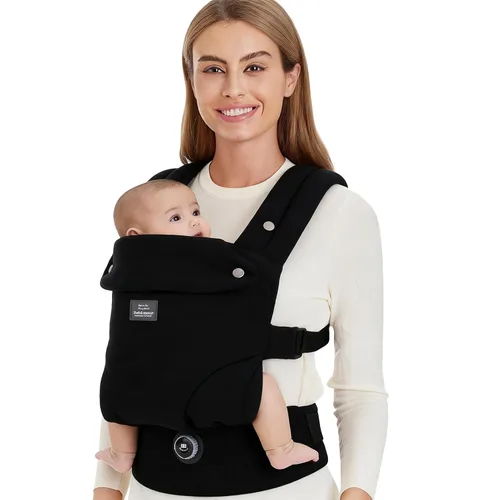 Bebamour Portabebés ergonómico para bebés de 7 a 32 libras, perilla ajustable para desarrollo saludable de cadera del bebé, portabebés de algodón