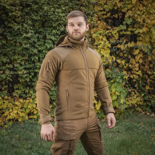 Vista 2 de M-Tac Chaqueta táctica de forro polar para hombre con capucha militar