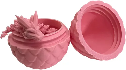 Vista 3 de Huevo sorpresa Dragón articulado Dragón de cristal Juguete para ansiedad para autismo TDAH Regalo impreso en 3D (rosa, bebé de 8 pulgadas)