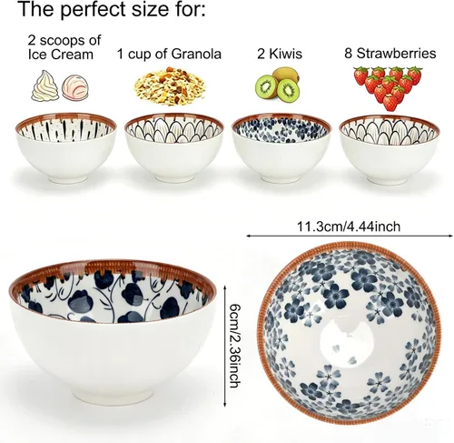 Vista 2 de Paquete de 6 cuencos de cerámica retro, juego de regalo de cuenco