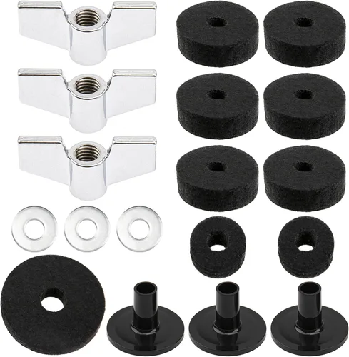 18 piezas de platillos Yootones Fieltros de embrague Fieltros de copa Hi-Hat Fieltros de copa Platillos Tuercas de ala de platillo y juntas de metal