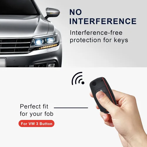 Vista 5 de 2 PIEZAS Funda de Silicona para Llave de Mando a Distancia de 3 Botones, para VW Beetle, Caddy, Eos, Jetta, Golf, Polo, Scirocco, Sharan, Tiguan