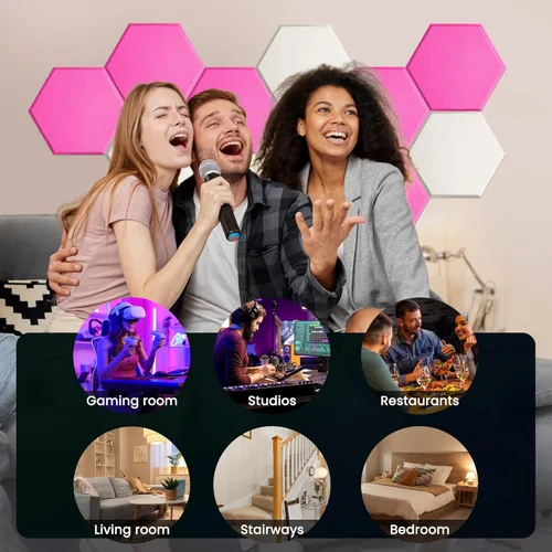 Vista 3 de Paneles acústicos, paquete de 12 paneles de pared insonorizados, paneles de 14 x 12 x 0.4 pulgadas, paneles a prueba de sonido, panel de absorción