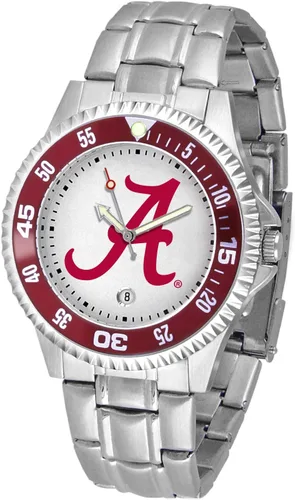 Vista 55 de SunTime Reloj de cuarzo de 1.575 in para hombre, correa de acero inoxidable de 0.787 in, esfera Gameday
