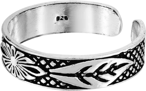 Vista 2 de AeraVida Anillo de plata de ley 925 con diseño de flor de aster, anillo ajustable para mujer de plata de ley Anillo de punta abierta de plata