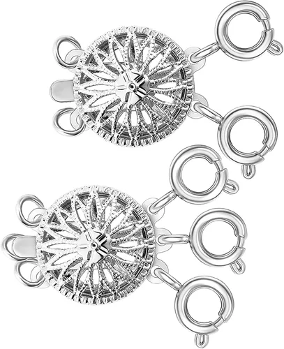 Vista 7 de Separadores de cierres para collares en capas para mujeres, oro de 14k y plata, joyería de seguridad sin enredos, convertidor de cierre con bloqueo