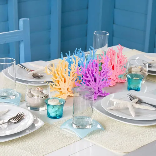 Vista 4 de TOPZEA Paquete de 4 decoraciones artificiales de coral para acuario, arrecife de coral sintético de plástico, lindas decoraciones para pecera