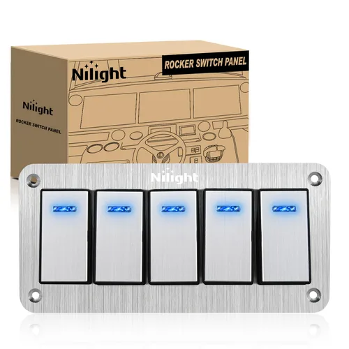 Vista 36 de Nilight Panel de interruptor basculante de 3 bandas con luz LED naranja de 5 pines de encendido y apagado precableado, panel de interruptor